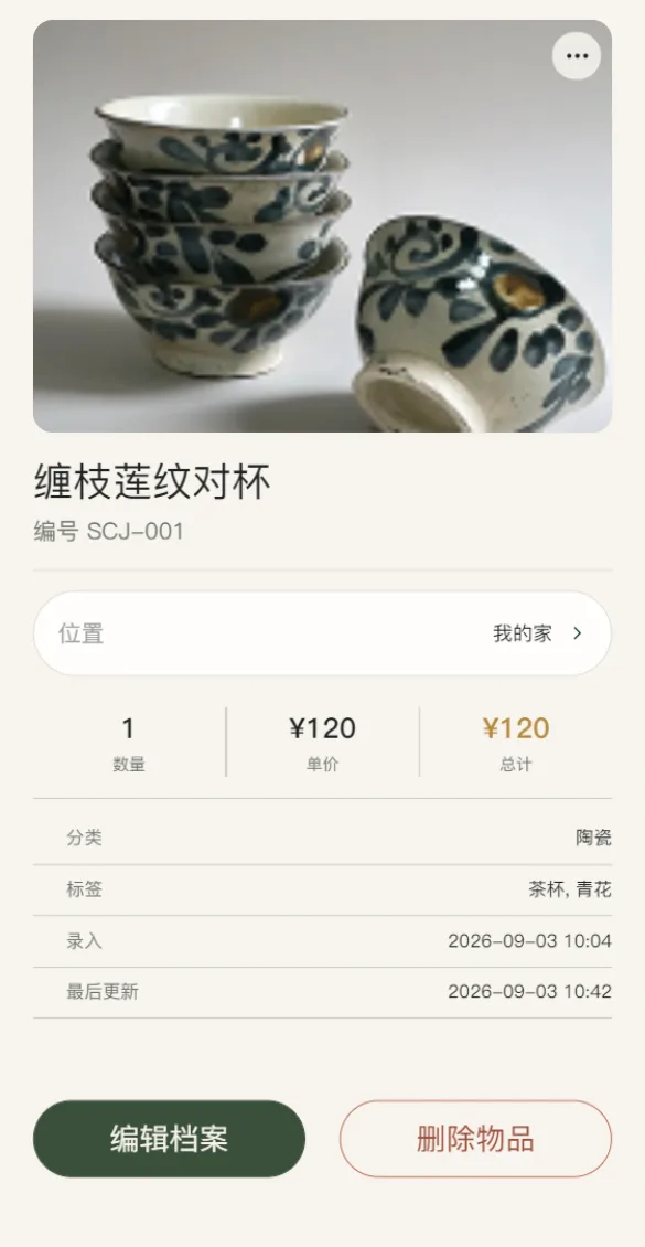 物品详情与位置、数量、价格信息