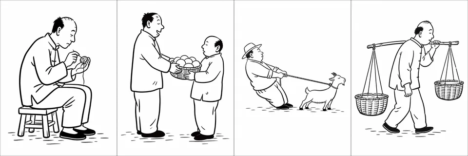 黑白讽刺画风格样例